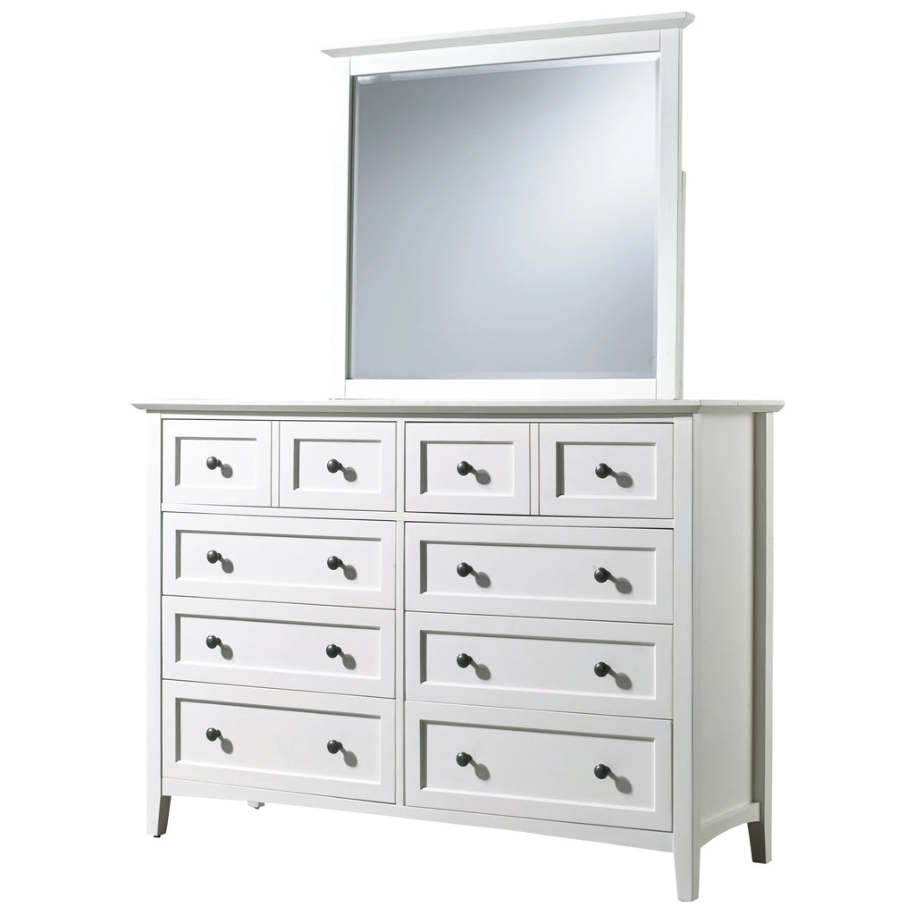 White Mahogany Dresser & Mirror L3491