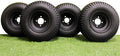 8 Matte Black Steel Golf Cart Wheels with Tires Set of 4 H130