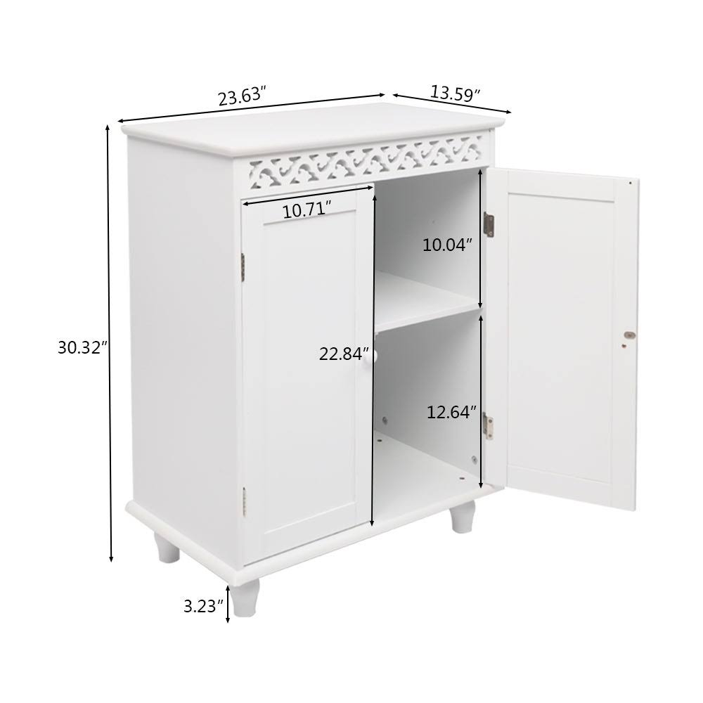White Glossy Double Door Bathroom Storage Cabinet V823