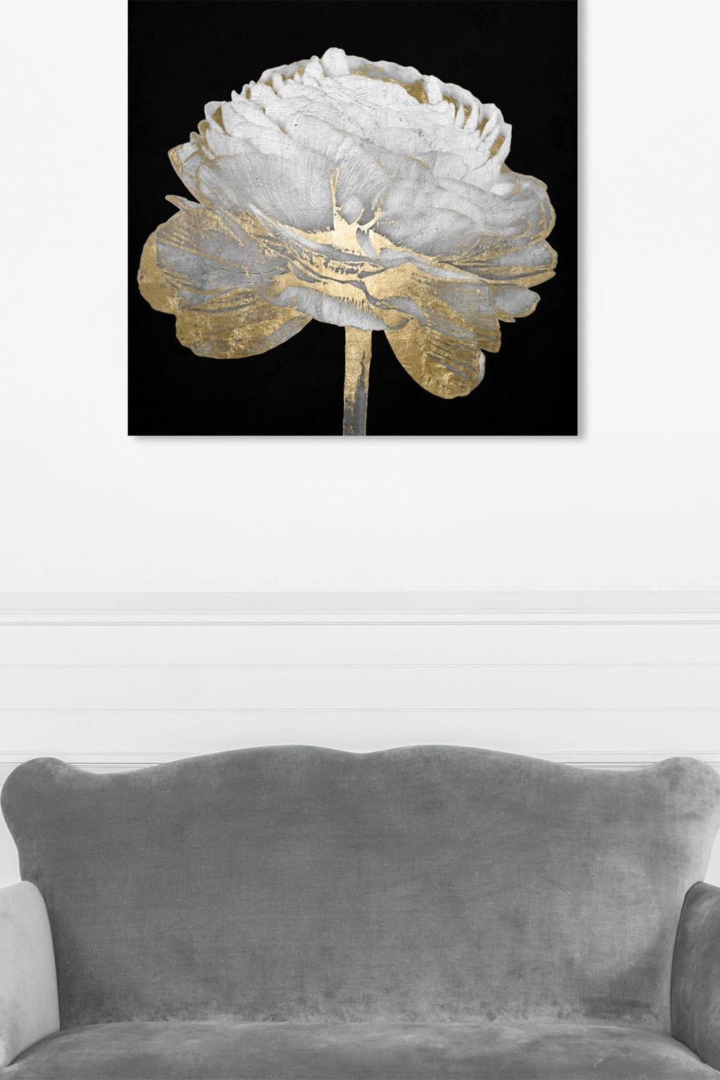 Black Gold Floral Canvas H156732