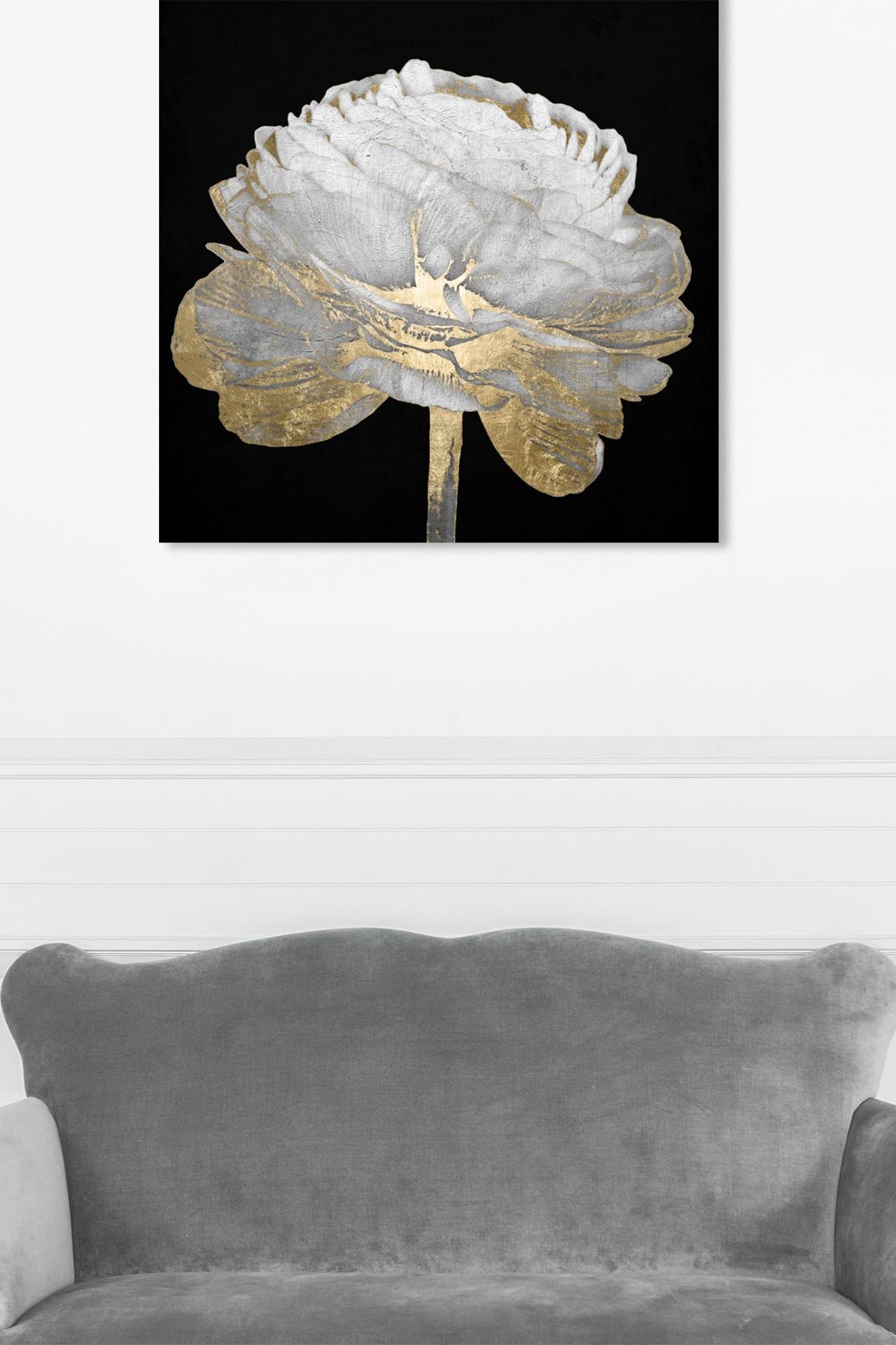 Black Gold Floral Canvas H156732