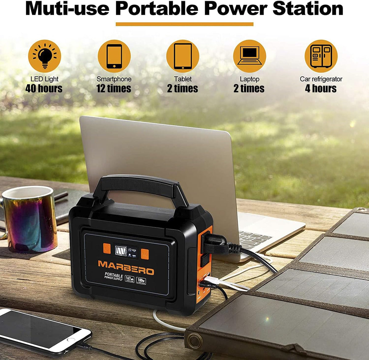 167Wh Portable Power Station with 110V AC Outlet X849