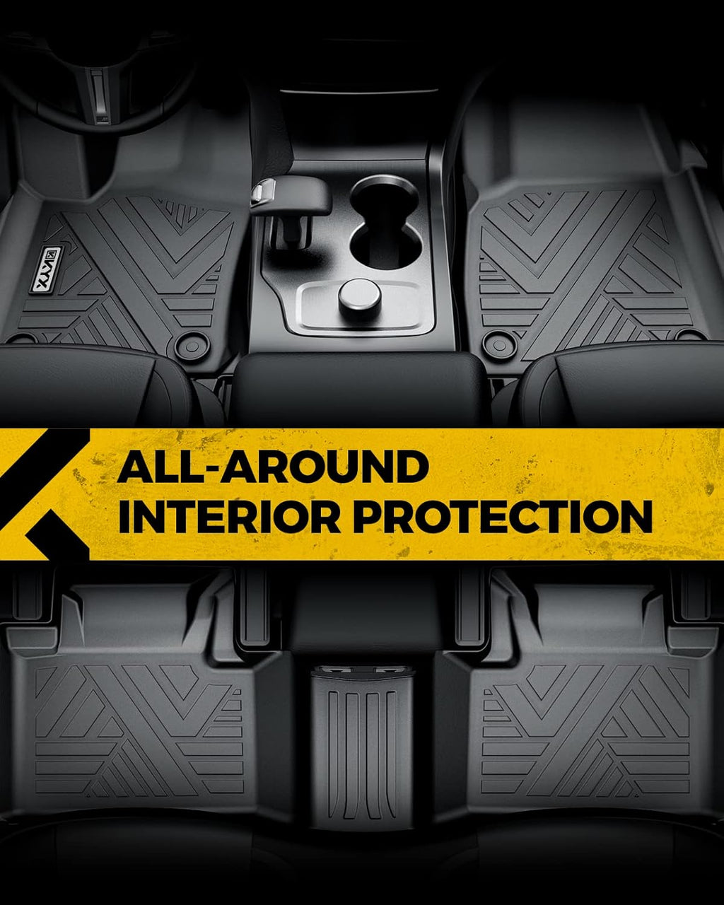 Black TPE Car Floor Mats 1st and 2nd Row M620390