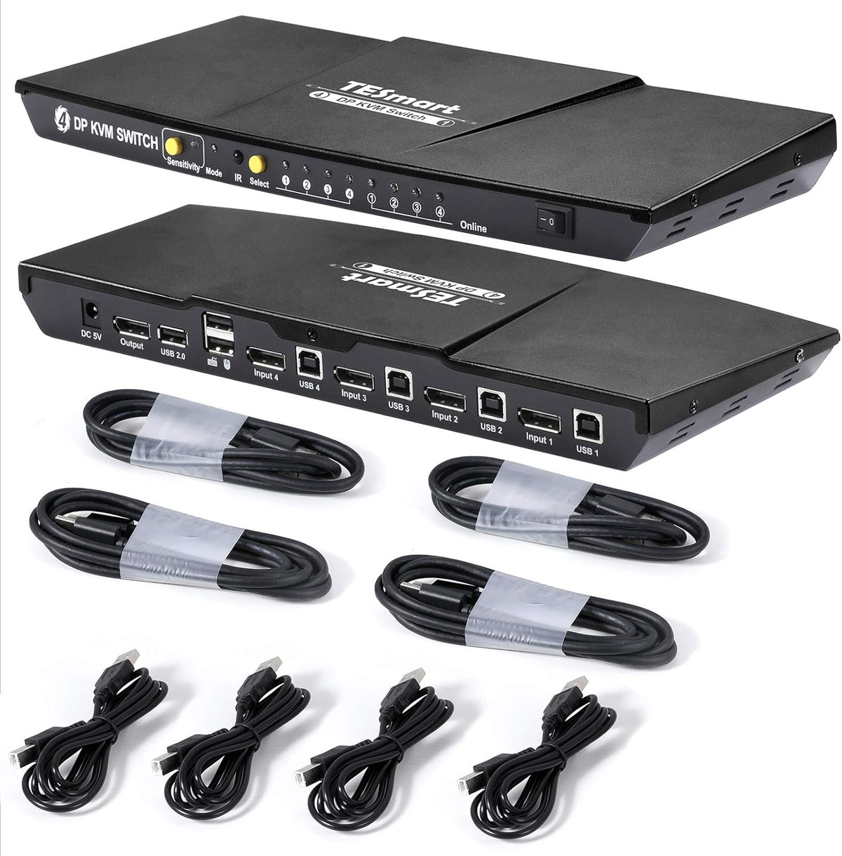 4 Port DisplayPort 4K 60Hz KVM Switcher with Cables E4714