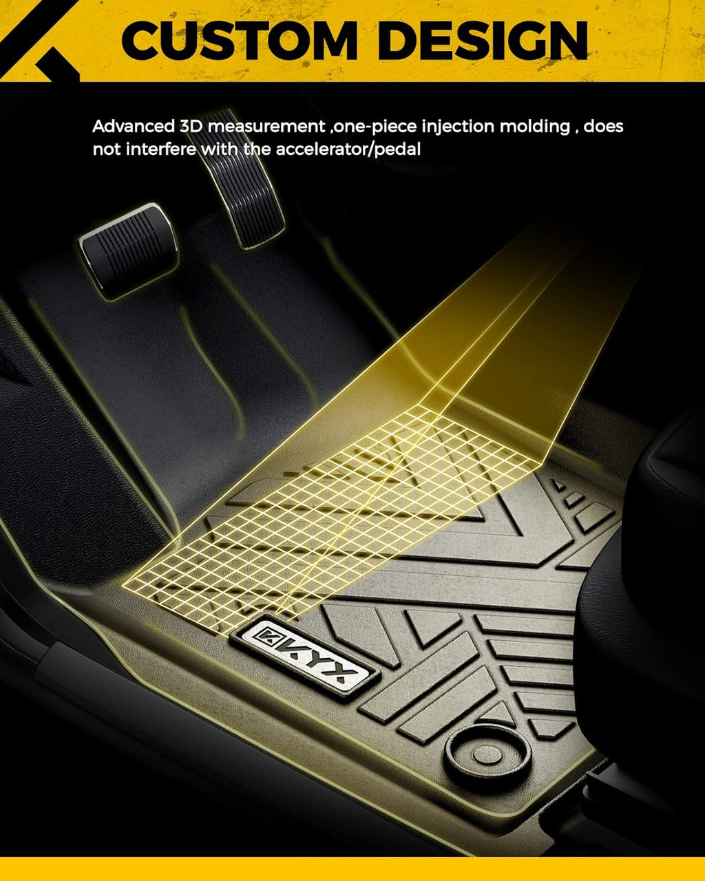 Black TPE Car Floor Mats 1st and 2nd Row M620390