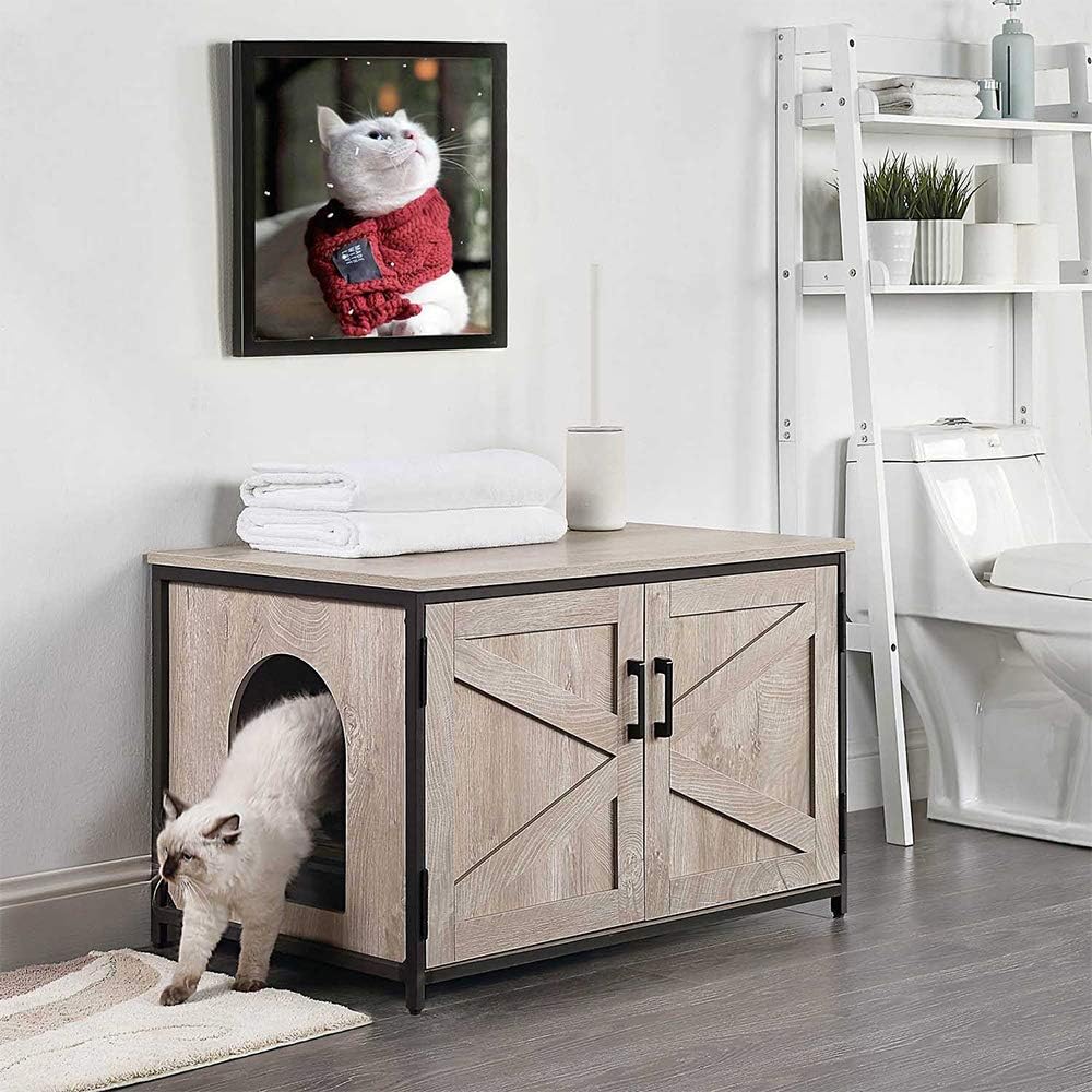 Cat Litter Box Enclosure with Metal Frame Y4725