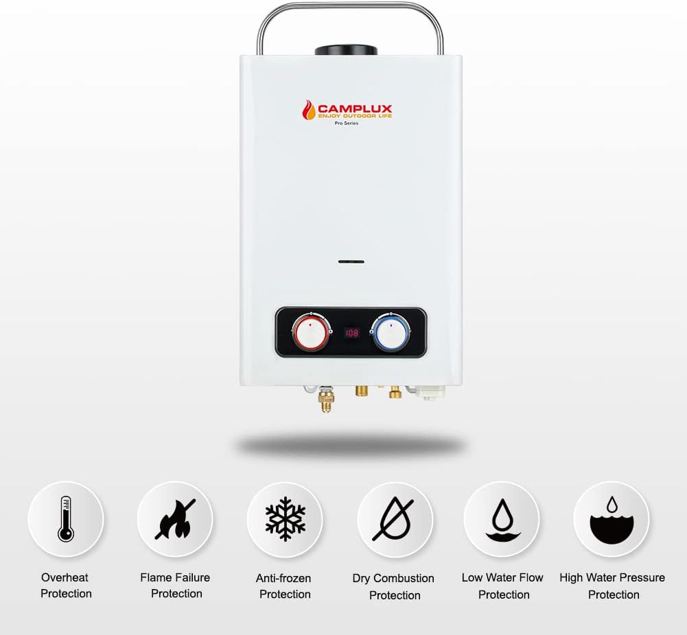 1.58 GPM Tankless Propane Water Heater with Portable Handle, White E924