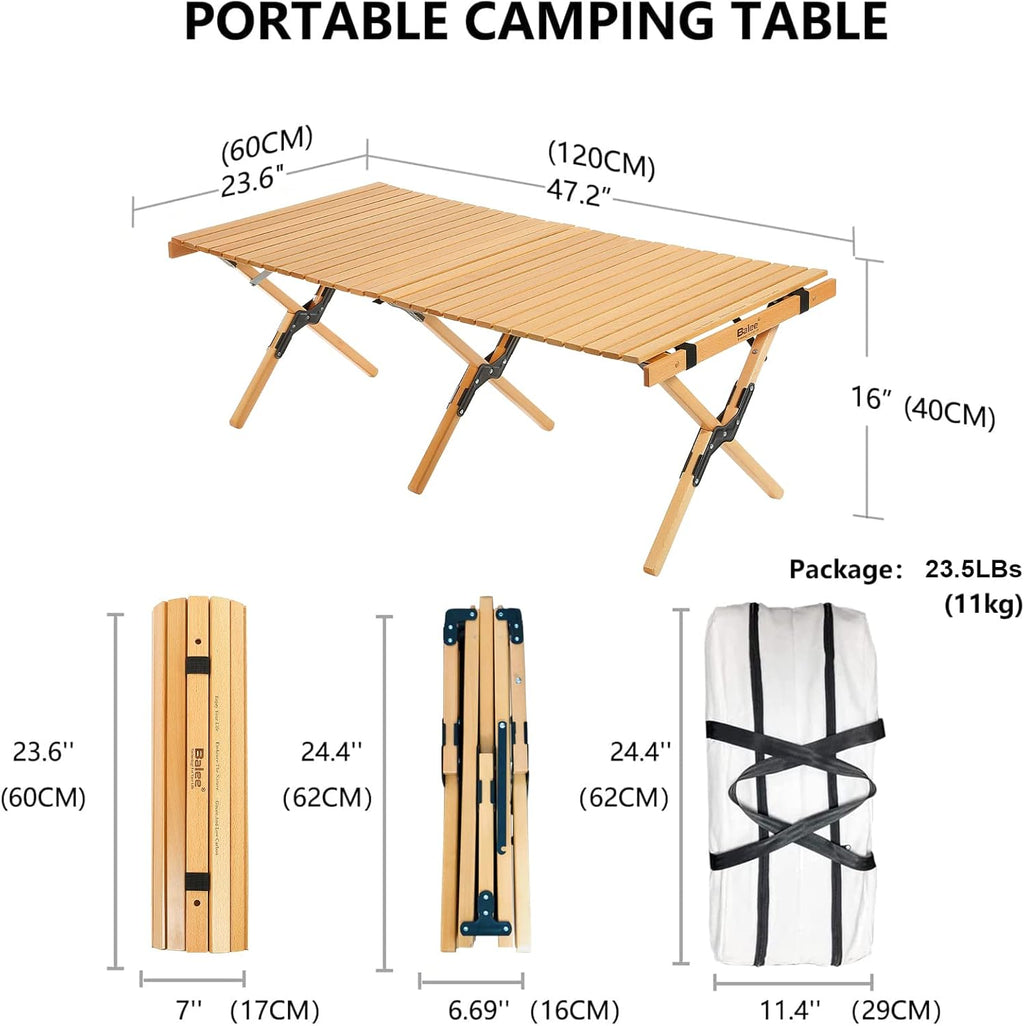 4ft Folding Wood Picnic Table with Carry Bag M98674