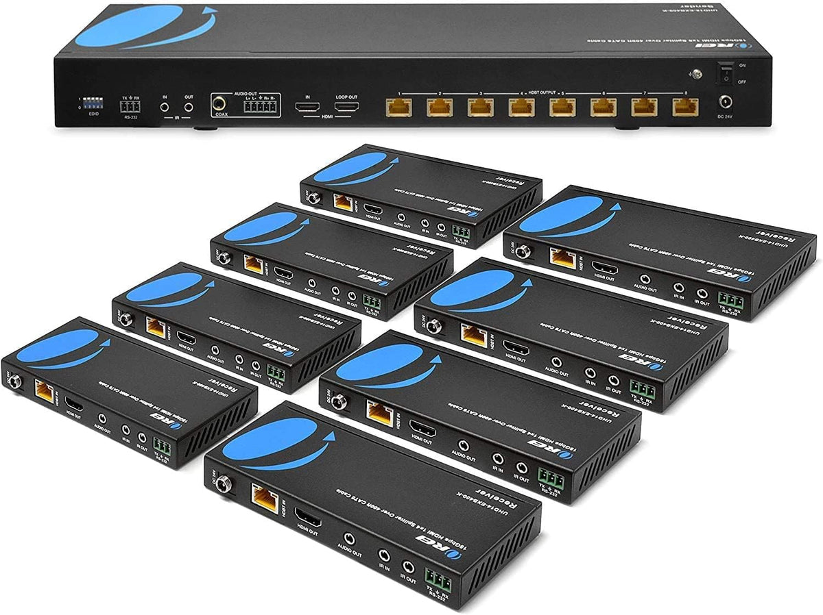 1x8 HDMI Extender Splitter HDBaseT 4K Over Single Cable CAT6/7 R100