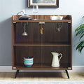 Glass Door Bar Cabinet in Dark Walnut O90417