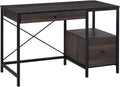 Black Walnut Home Office Desk with Filing Cabinet F414341