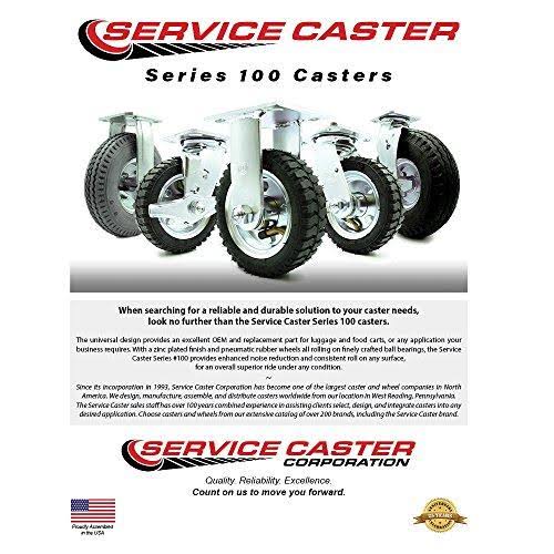 Black Rubber Pneumatic Swivel Caster with Top Lock Brakes Set of 4 C193