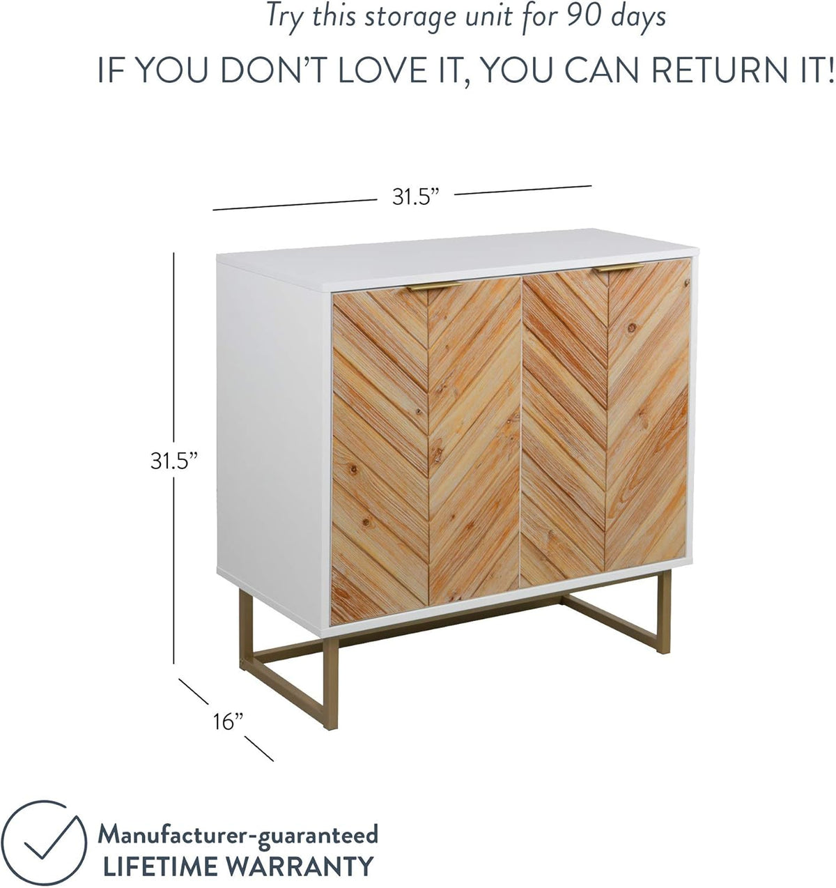 White Free Standing Accent Cabinet with Doors Q642