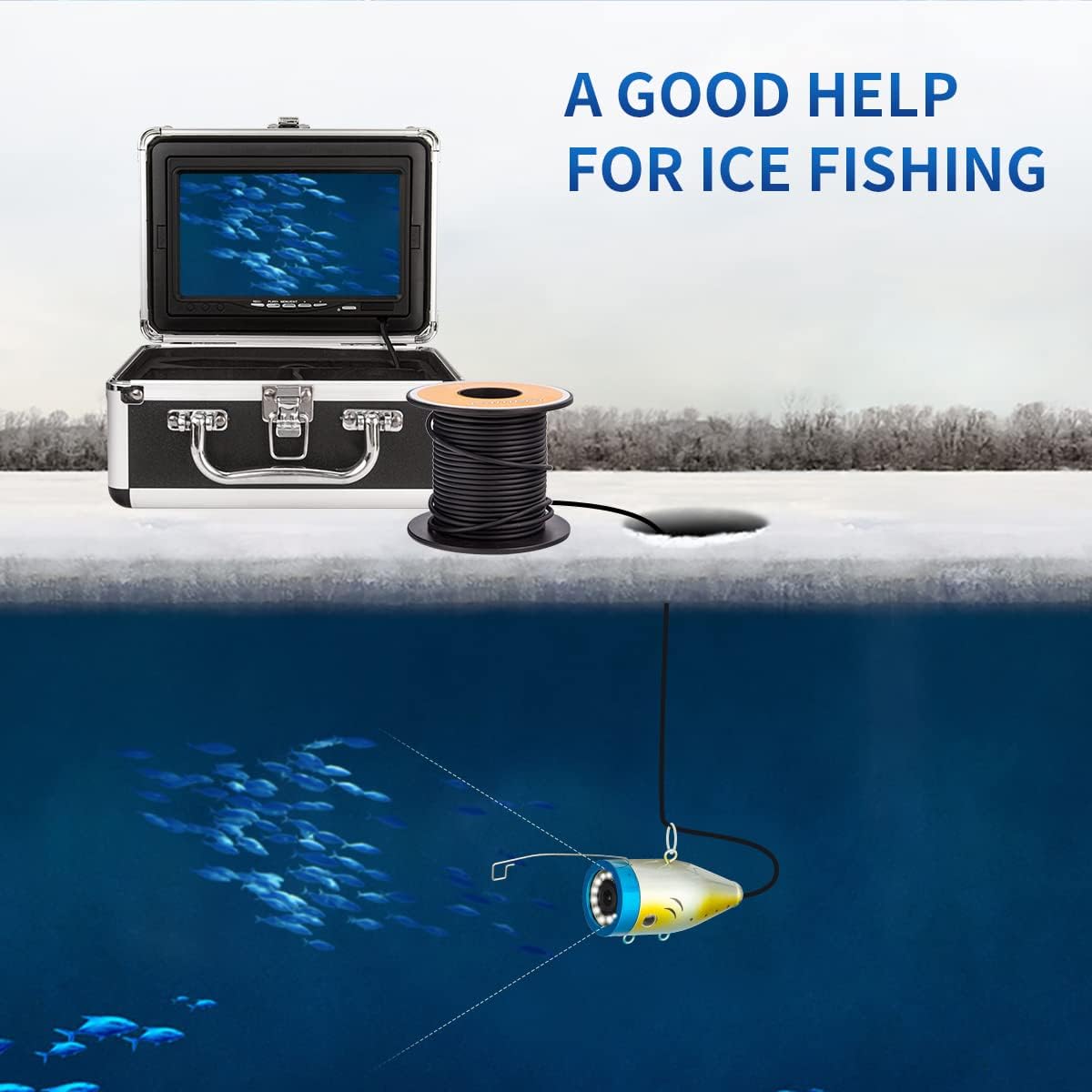 Waterproof 1080P Underwater Fishing Camera with 7 Inches LCD Monitor E158