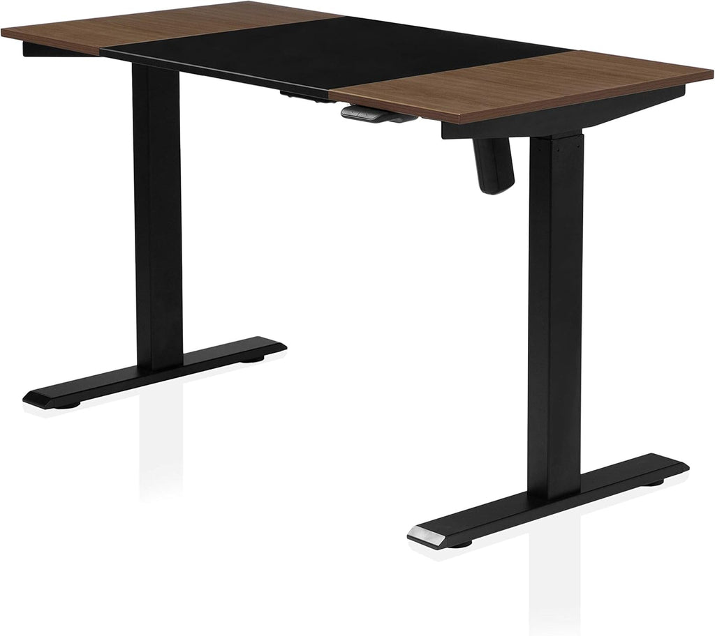 Height Adjustable Electric Office Desk, Black and Walnut U643