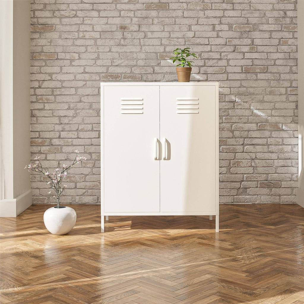 White 2 Door Metal Storage Cabinet V987