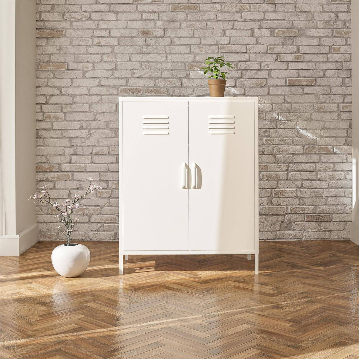 White 2 Door Metal Storage Cabinet V987