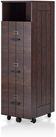 Vintage Walnut Wood Filing Cabinet T538