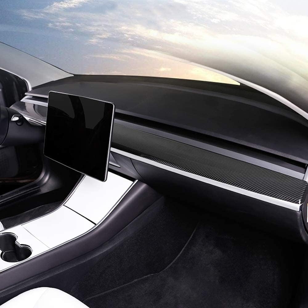 Carbon Fiber Pattern Dashboard Interior Panel Trim Cover Model 3 X341