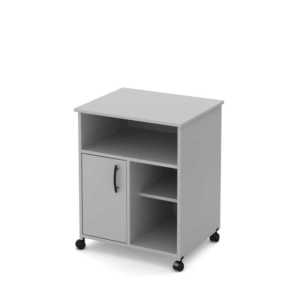 Soft Gray Microwave Cart with Storage on Wheels V181590