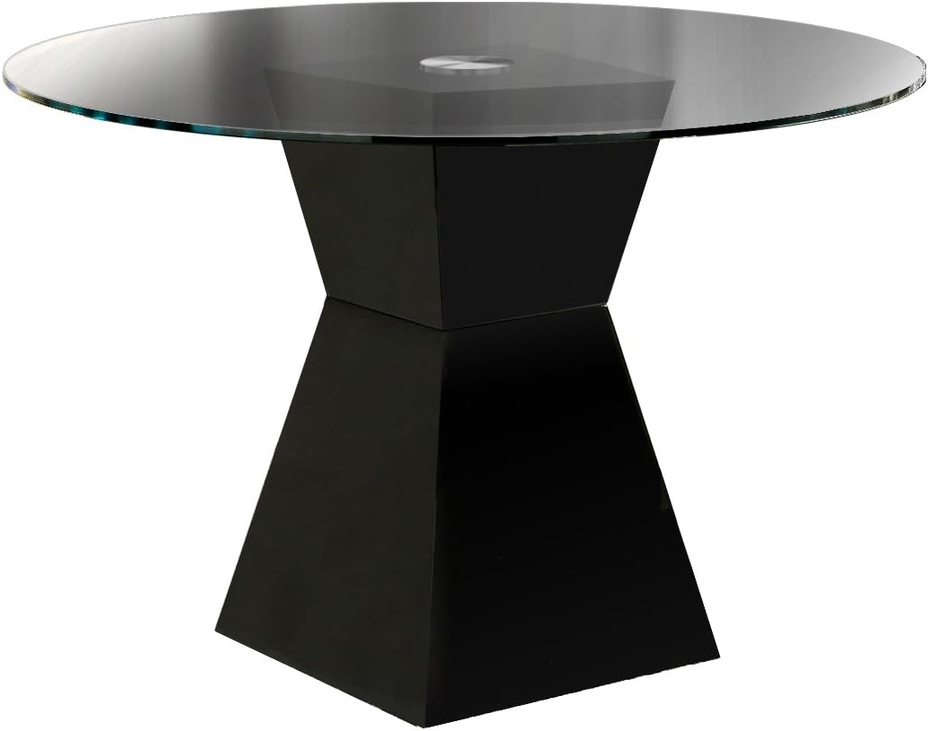 Modern Round Dining Table with Tempered Glass Top S93448
