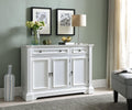 White Wood Buffet Cabinet with Drawers and Shelves V826