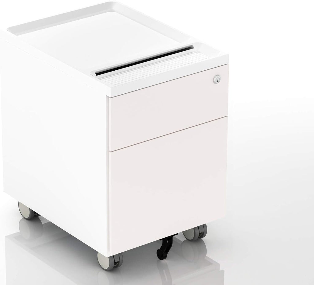 2 Drawer Mobile Filing Cabinet with Lock and Casters V24083