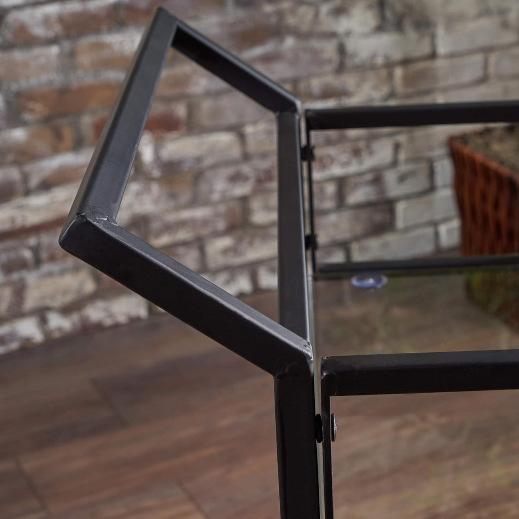 Black Iron Bar Cart with Tempered Glass Top C906