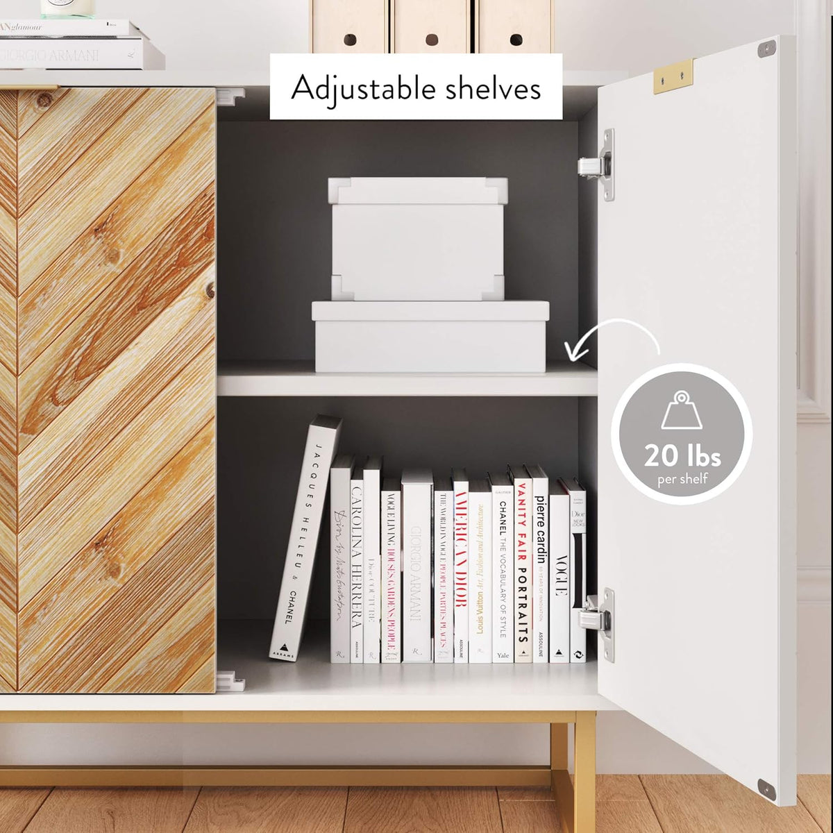 White Free Standing Accent Cabinet with Doors Q642