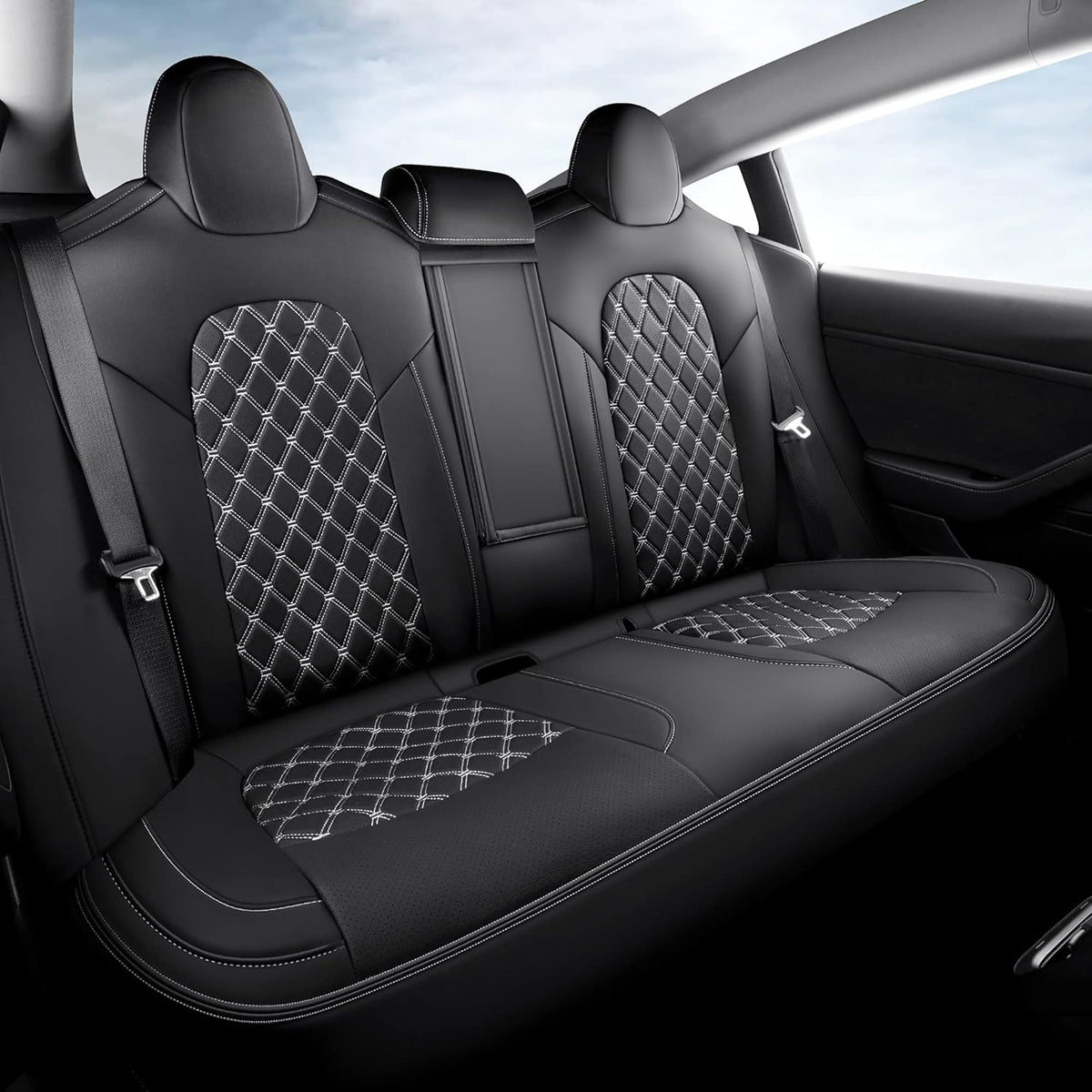 Pu Leather Car Seat Covers Full Set Black C79280