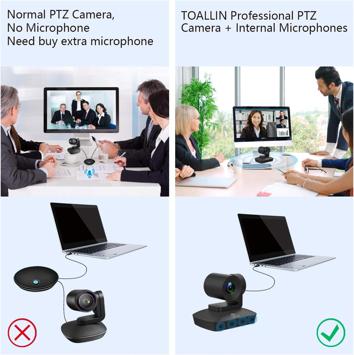 1080P PTZ Webcam with 4 Microphones Array and 10X Optical Zoom R91520