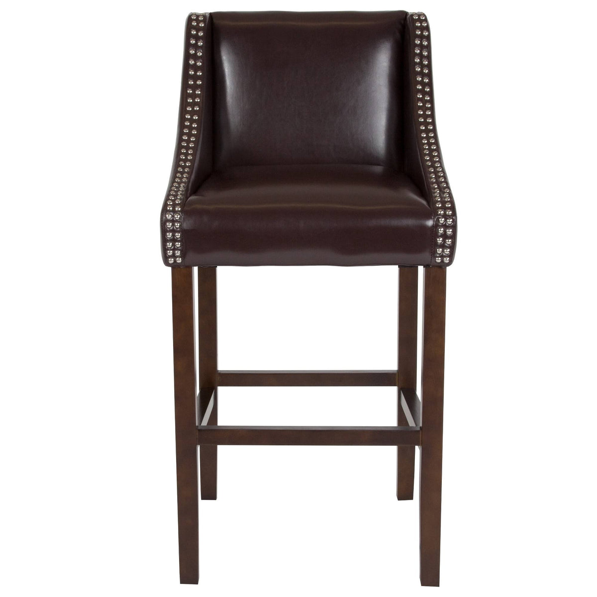 Brown Leather Barstool with Nail Trim X423