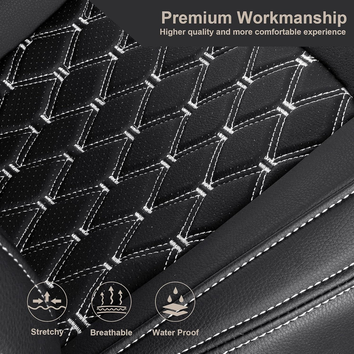 Pu Leather Car Seat Covers Full Set Black C79280
