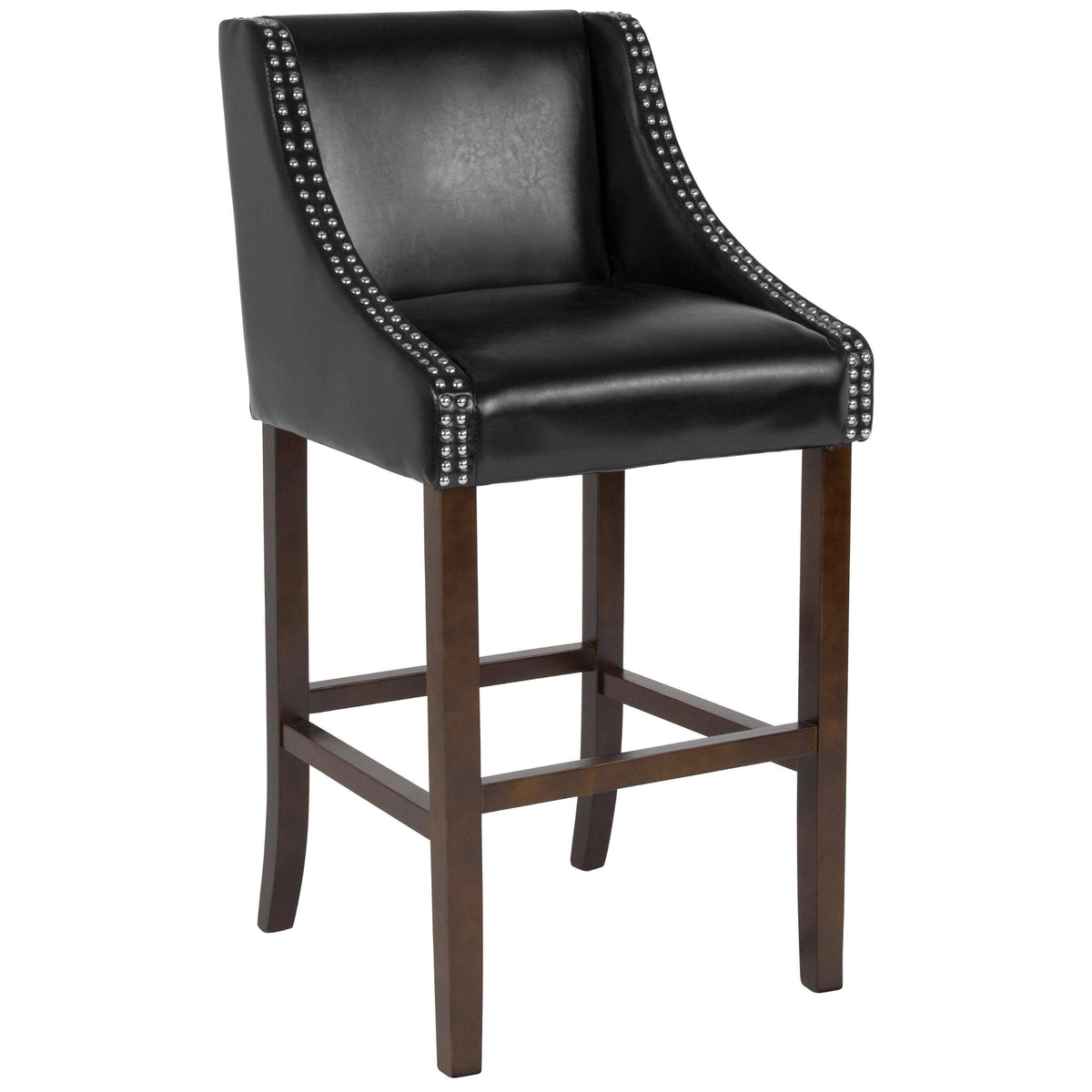 Brown Leather Barstool with Nail Trim X423