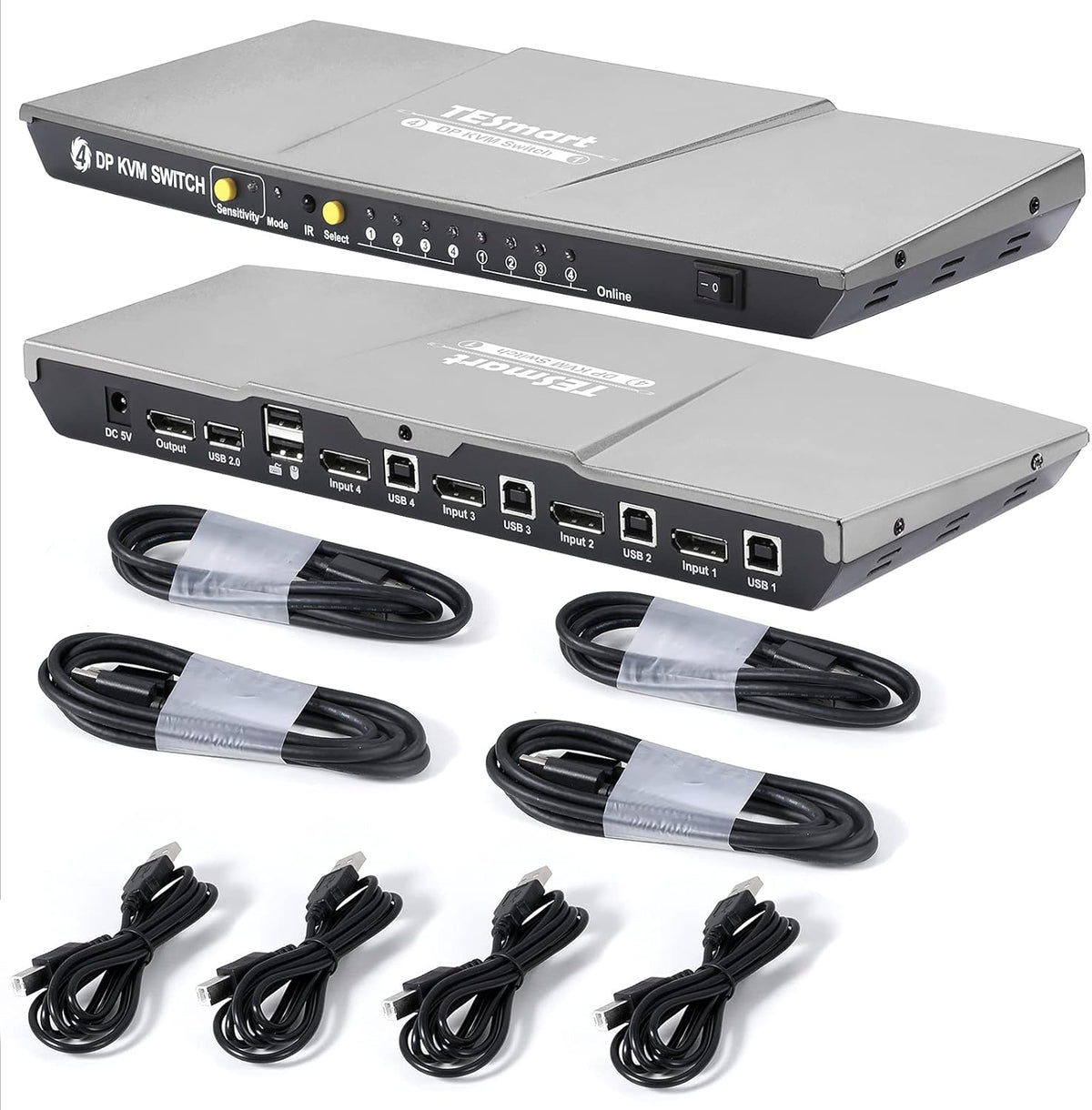 4 Port DisplayPort 4K 60Hz KVM Switcher with Cables E4714