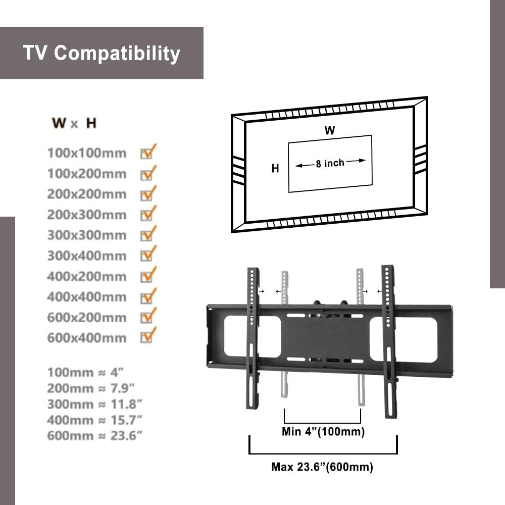 Angle and Height Adjustable Tempered Glass TV Stand, Black U870
