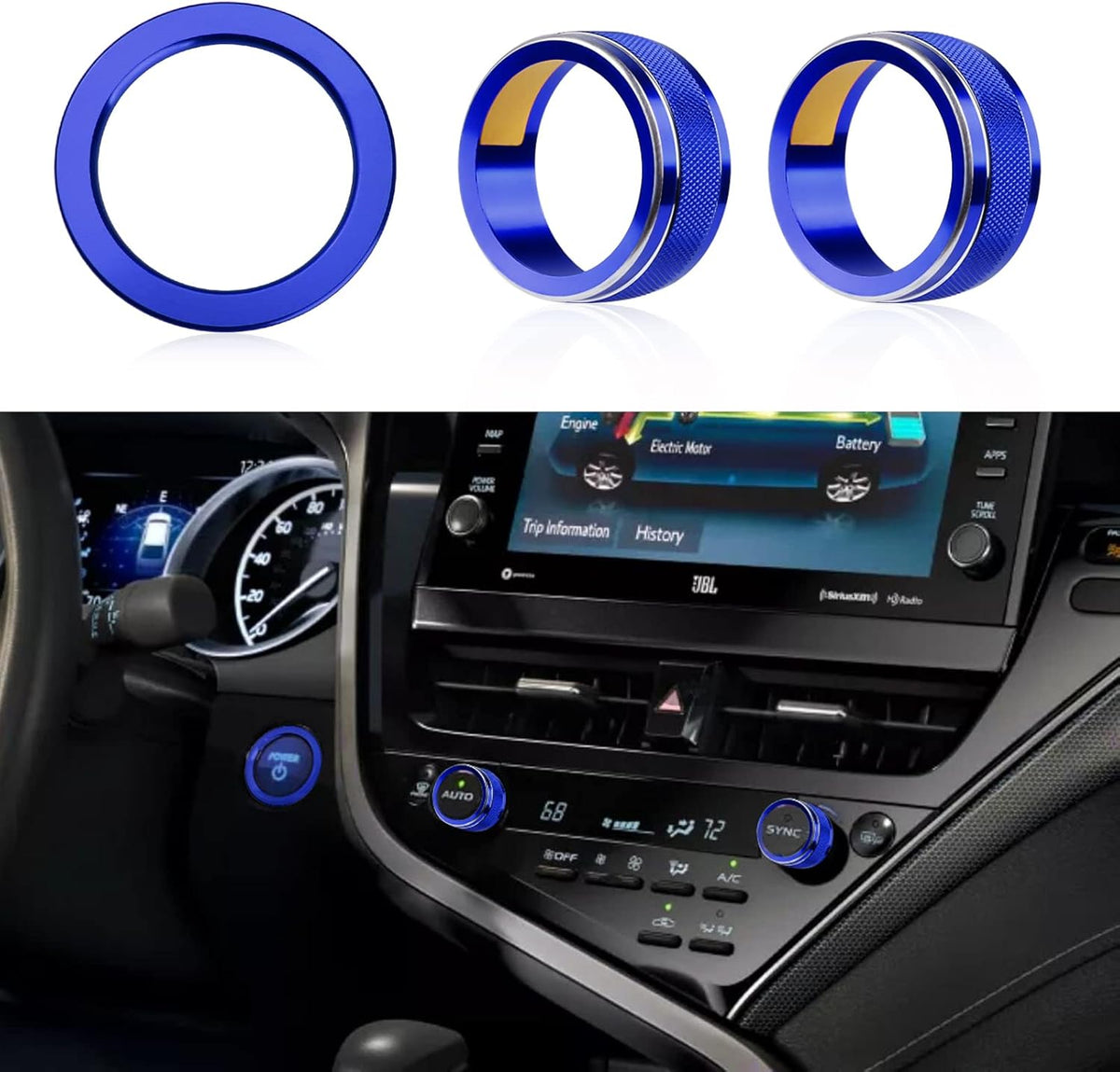 Red Center Console AC Button Covers with Engine Start Stop Push Button Cover X32690