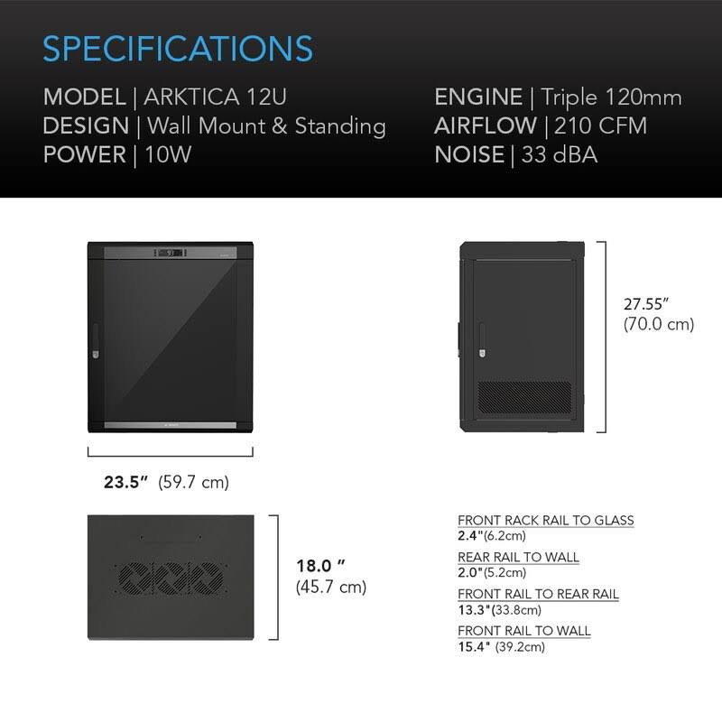 Wall Mount Equipment Rack Cabinet with Smart Controller 12U M16106