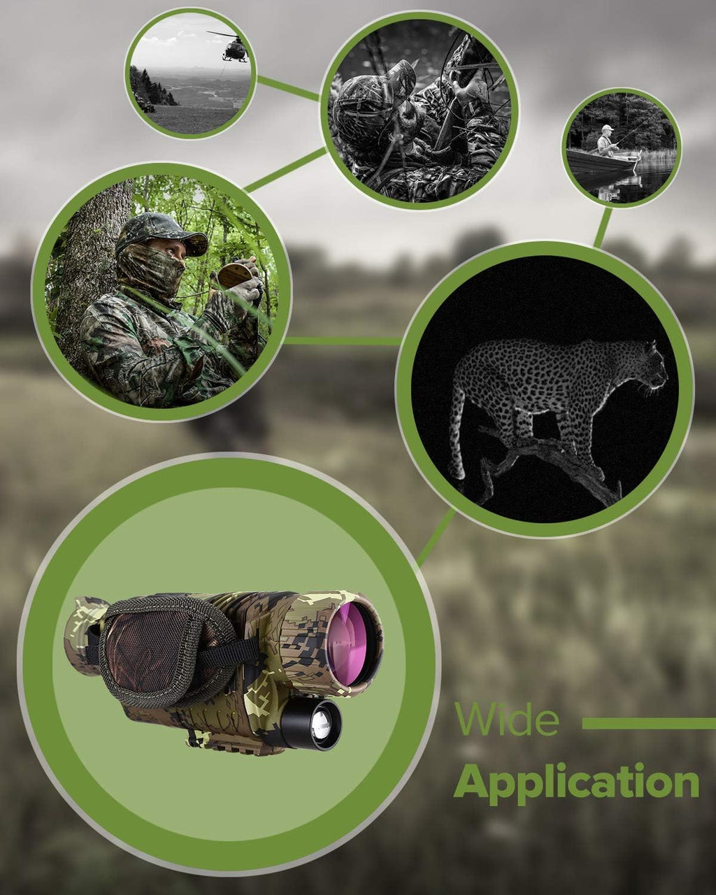 Night Vision Monocular Digital 5x8 Optics Scope 200Yards Infrared with 16GB Card U764