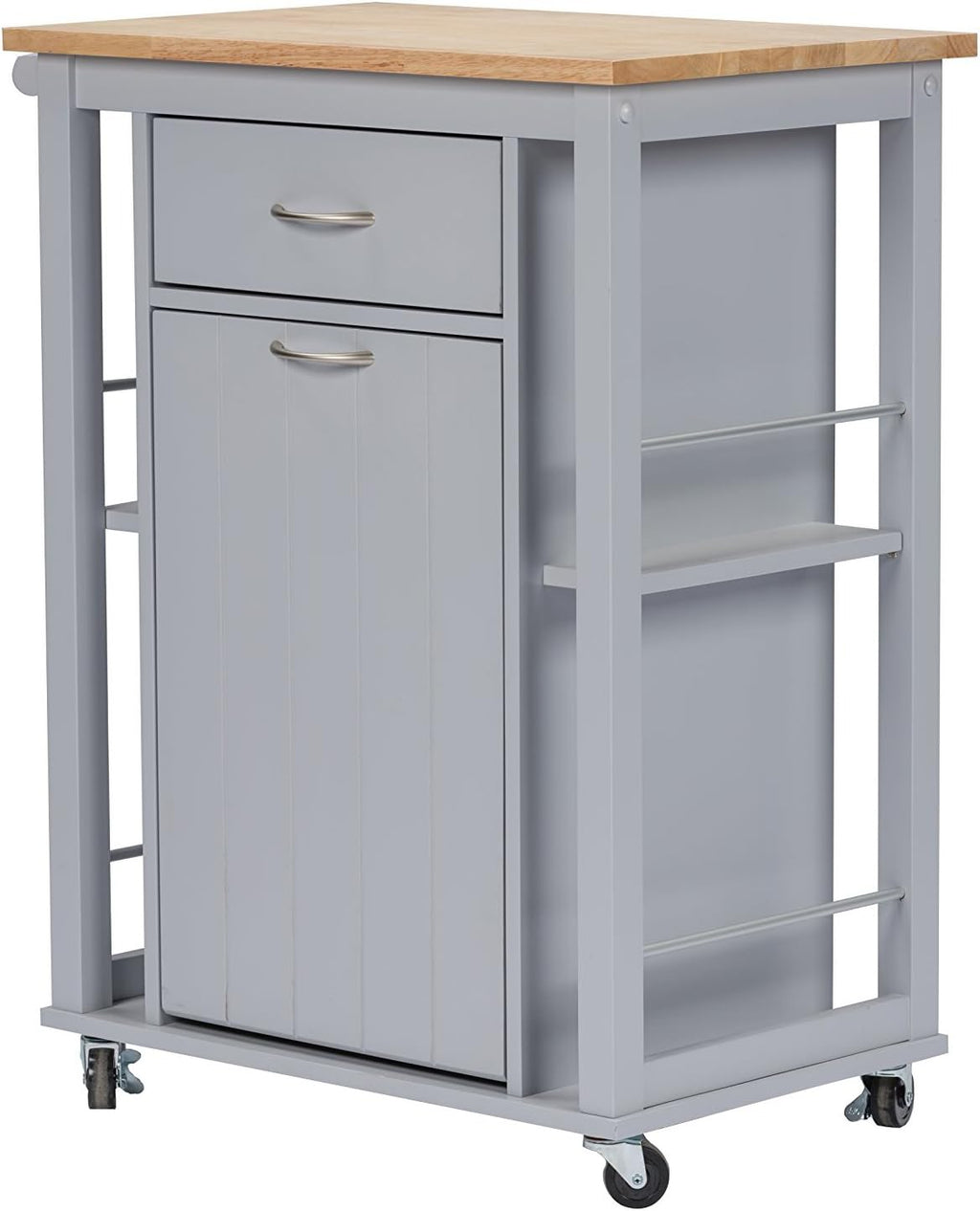 Light Grey Kitchen Cart with Wood Top Q623