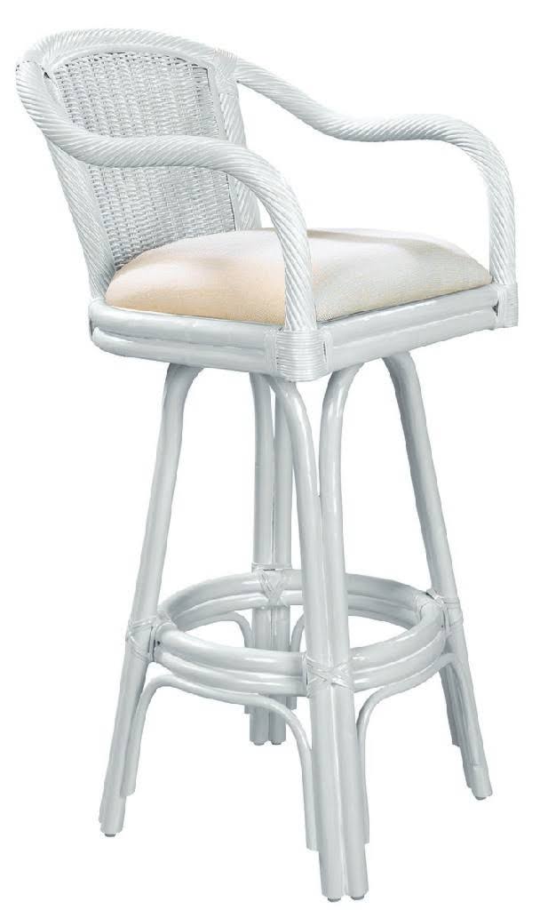 Whitewash Rattan & Wicker Swivel Counterstool V3445