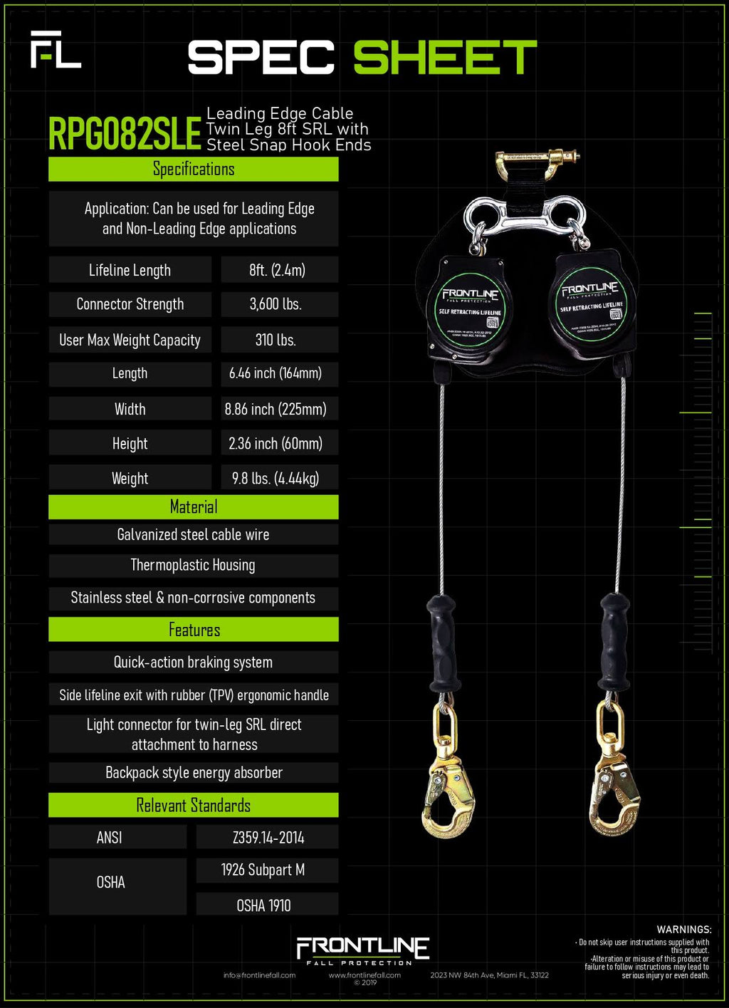 Twin Leg Cable SRL with Steel Snap Hook Ends B25911