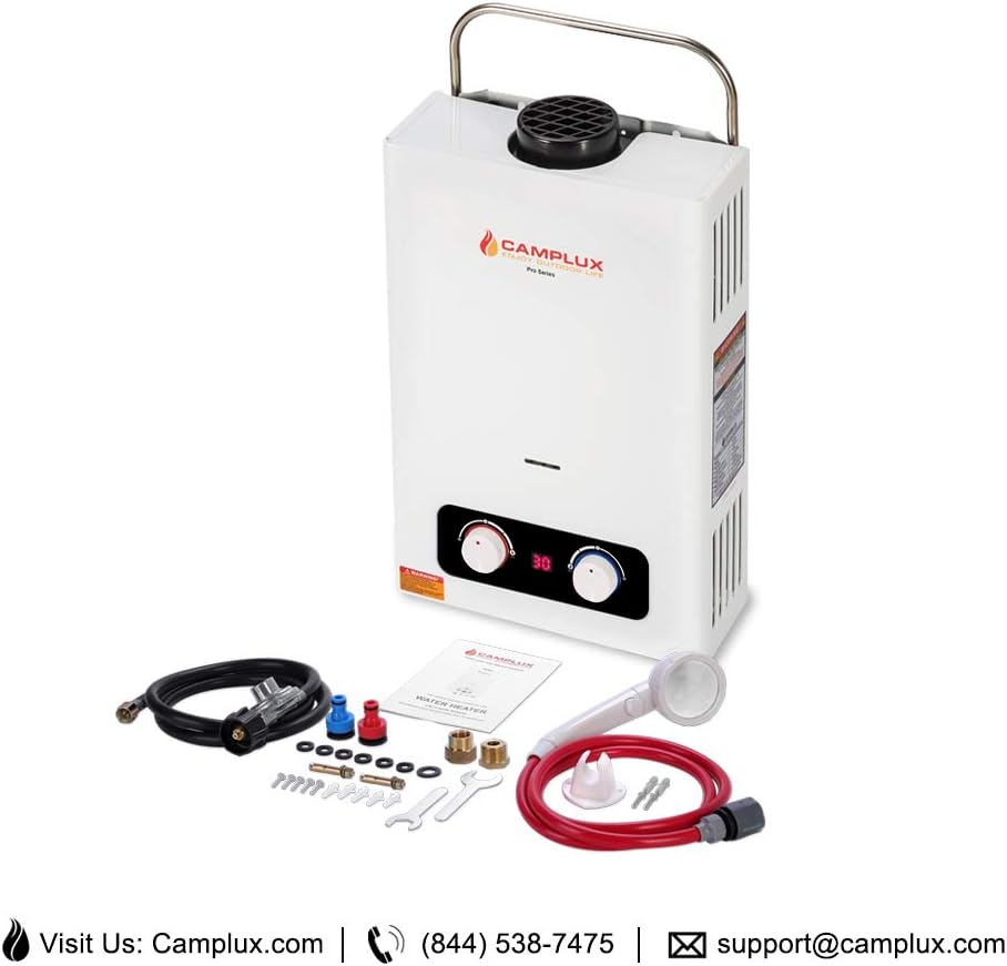 1.58 GPM Tankless Propane Water Heater with Portable Handle, White E924