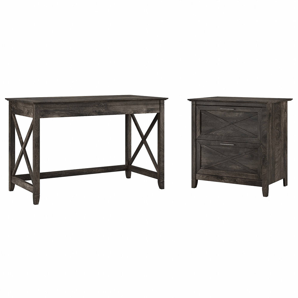 48-Inch Writing Desk with Lateral File Cabinet E22176
