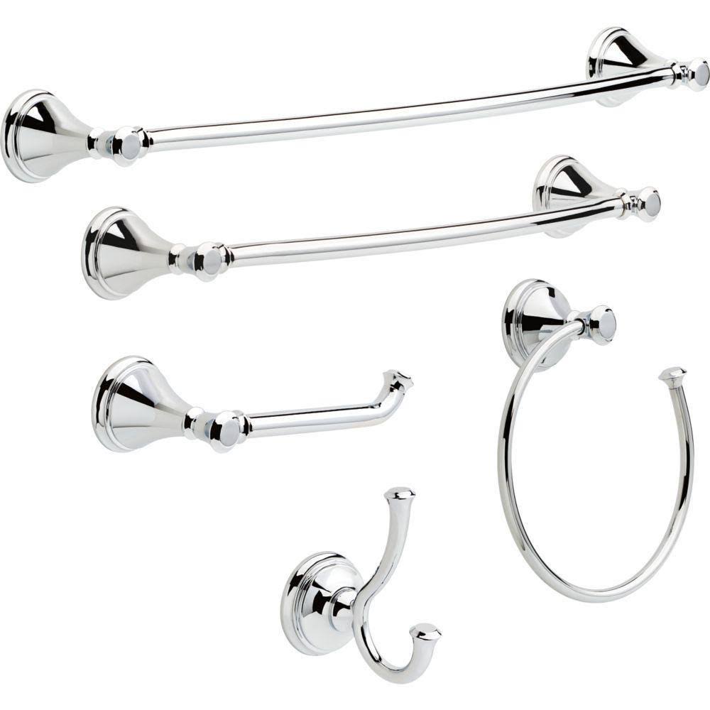 5 Piece Polished Chrome Bathroom Hardware Set W916