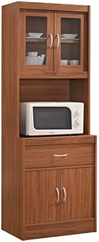 White Kitchen Cabinet with Microwave Storage R3449