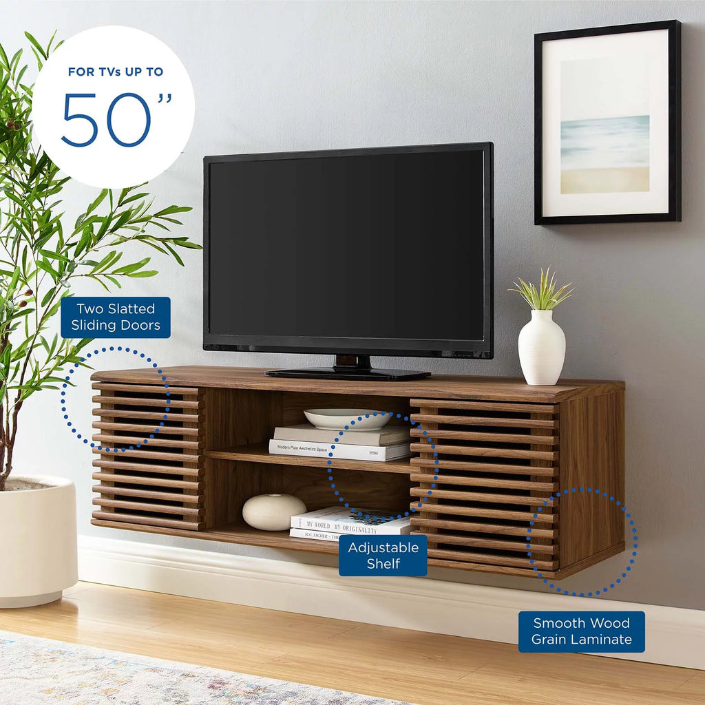 46" Wall-Mount Media Console TV Stand in Walnut Q29393