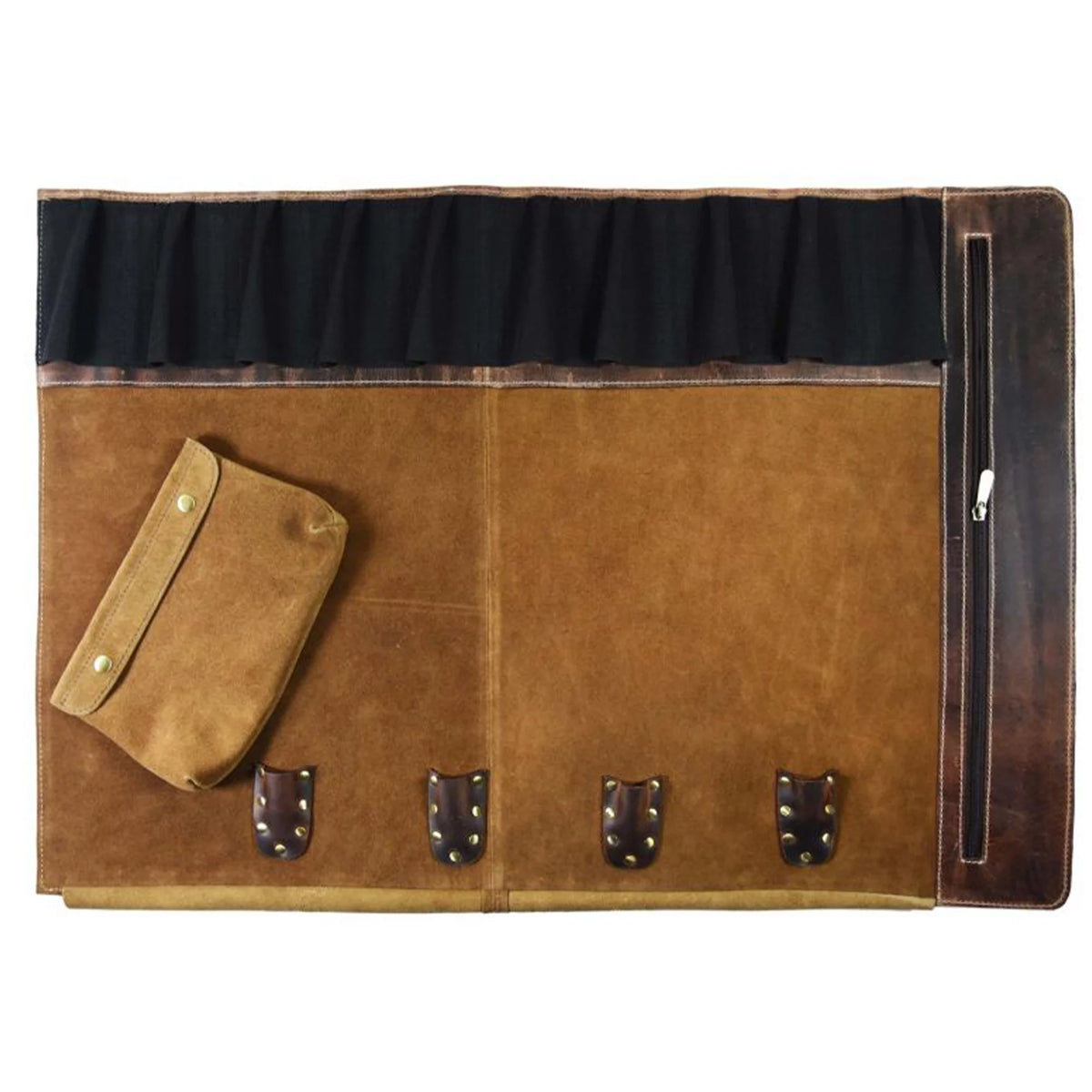 Walnut Brown Leather Knife Roll Storage Bag E8420