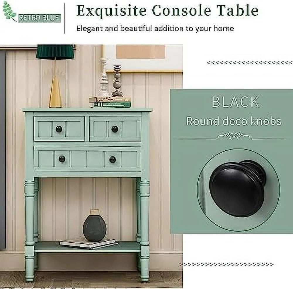 Narrow Console Table with Drawers and Bottom W466