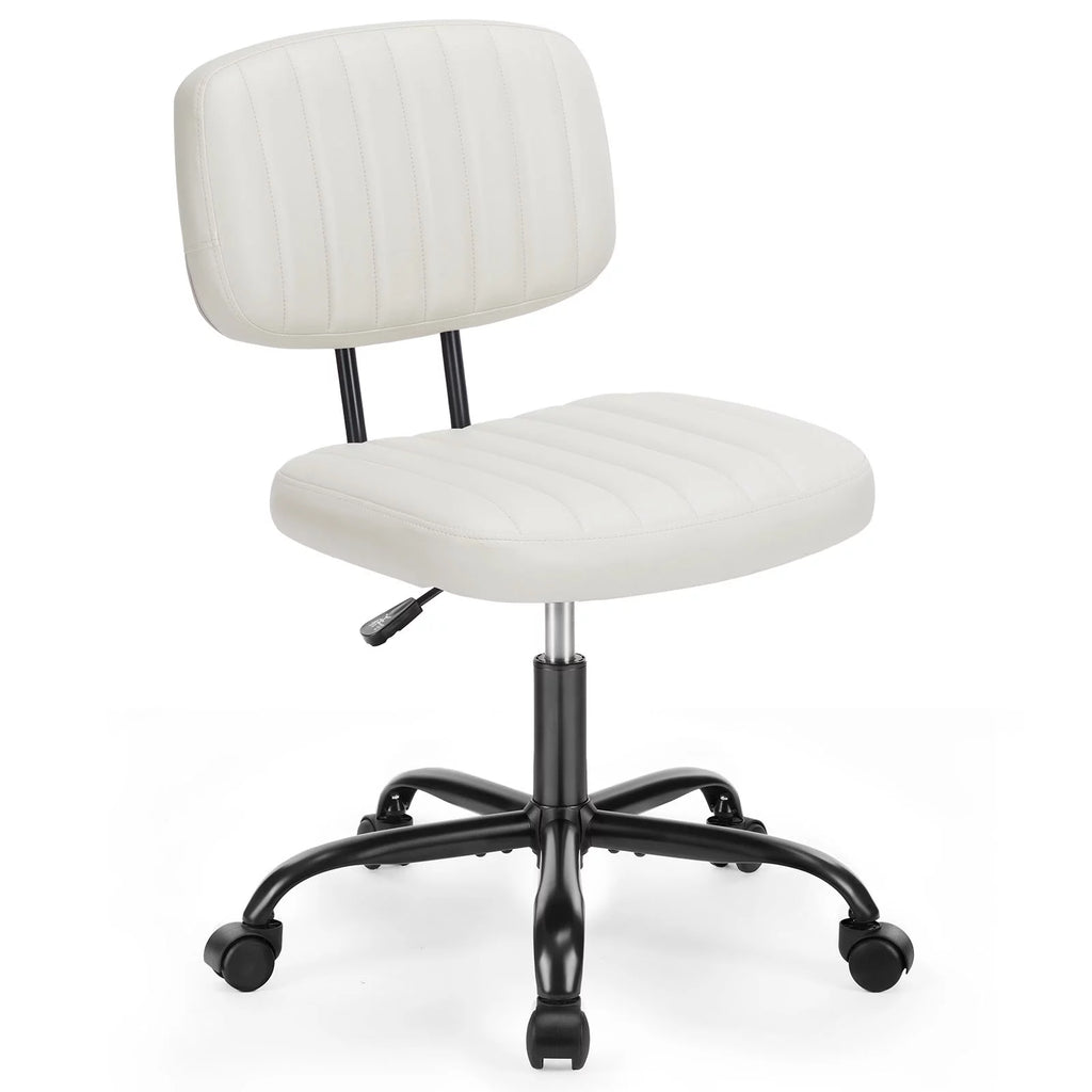 White PU Leather Low Back Task Chair with Wheels A528